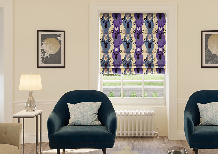 Bold Stags Velvet, Berry - Roman Blind - Image 3